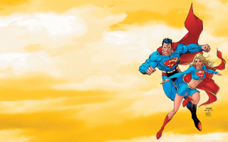 Superman wonder woman flying yellow - alan davis free wallpaper