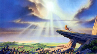 Lion cliff sky clouds painting - still free wallpaper