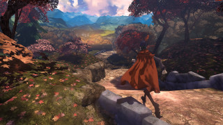 Woman red cape forest path - a red cape free wallpaper
