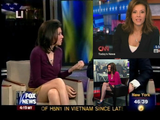 Woman talking news set anchor - new objectivity free wallpaper