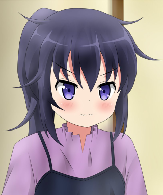 Anime girl blue eyes purple 3 - a serious look free wallpaper