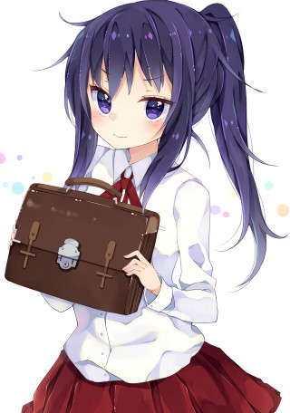 Girl briefcase white shirt brown - anime visual free wallpaper