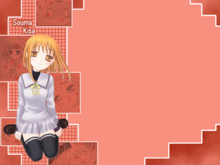 Anime girl blonde school red - black pants free wallpaper