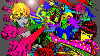 Cartoon characters colorful black background - a pop art painting free wallpaper