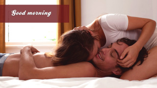 Man woman kissing bed red - morning free wallpaper