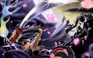 Woman sword crowd hearts sky - heart free wallpaper