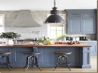 Kitchen blue cabinets island stools - art free wallpaper