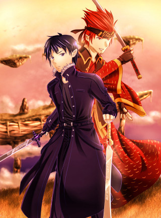 Anime couple field grass sky - ufotable free wallpaper