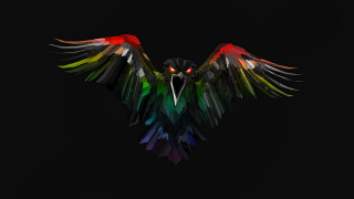Colorful bird glowing wings red - a red beak free wallpaper