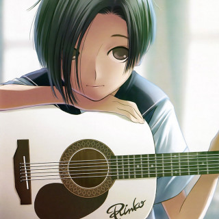 Girl green hair guitar sad - the camera free wallpaper