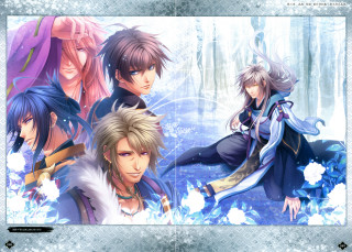 Anime characters snowy forest snowflakes - a group of anime characters sitting next free wallpaper