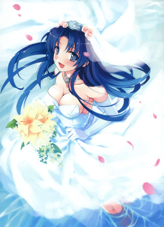 Woman bed flower bouquet relaxing - a detailed painting free wallpaper
