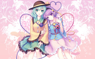 Anime girls hats dresses pink - a detailed drawing free wallpaper