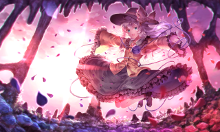 Woman dress hat flying forest - a woman in a dress and hat free wallpaper