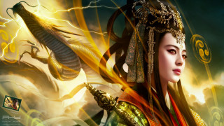 Woman costume snake shoulder snake - digital painting free wallpaper