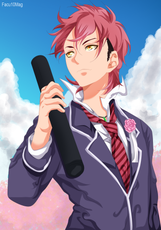 Man pink hair black object - his lapel free wallpaper