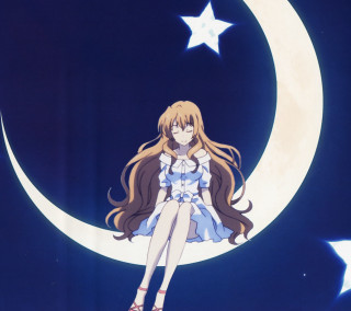 Girl sitting crescent moon hair - a crescent moon free wallpaper
