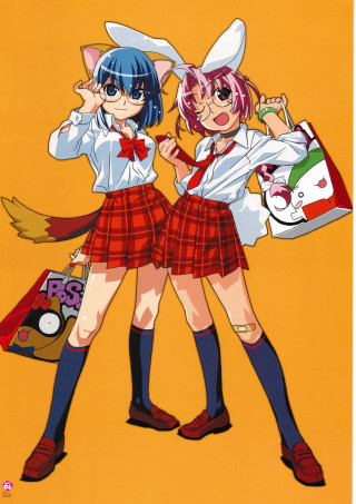 Anime girls standing bags back - their back free wallpaper