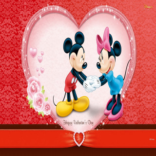 Mickey minnie greeting heart red - free valentines wallpaper
