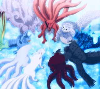 Colored animals swimming circle sky - epic scale free wallpaper