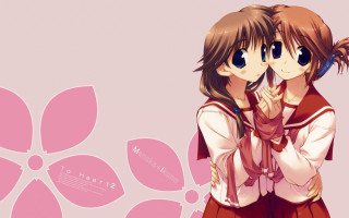 Anime girls back to back - the other free wallpaper
