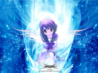 Purple hair angel wings blue - a hologram free wallpaper for desktop