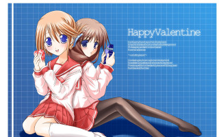 Couple cell phones blue background - happy free wallpaper