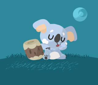 Cartoon koala sitting wood ball - vector art free wallpaper