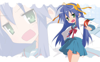 Bluehair greeneyes redobject schooluniform anime - a blue collar free wallpaper