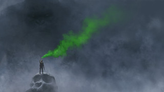 Person rock green smoke black - mouth free wallpaper