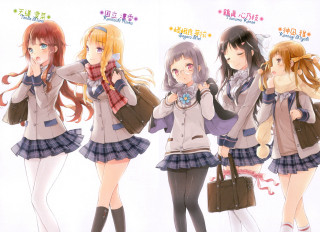 Anime girls long hair purses - a group of anime girls free wallpaper