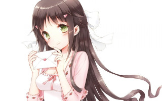 Girl long hair white envelope - mail art free wallpaper