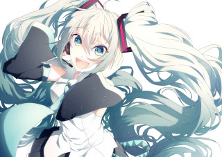 Anime girl white hair blue 9 - cheerful free wallpaper