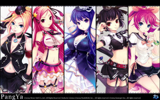 Anime girls outfits hair styles 6 - a group of anime girls free wallpaper