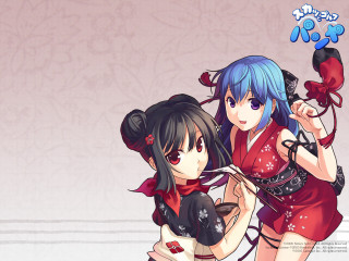 Anime girls blue hair red - a glove free wallpaper