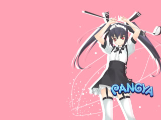 Girl baseballbat pinkbackground anime maid - panfuturism free wallpaper for desktop