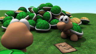 Cartoon character tortoises grass field - image free wallpaper