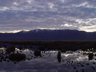 Lake mountains grass rocks cloudy - qajar art free wallpaper