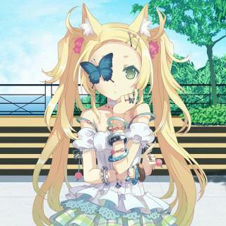 Girl blonde hair bench butterfly - a bench free wallpaper