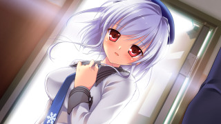 Woman blue hair white shirt 2 - a character portrait free wallpaper