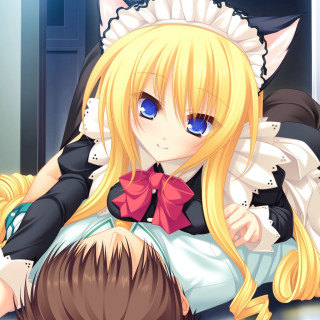 Anime girl blonde cat ears 4 - the floor next free wallpaper