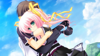 Anime girl pink hair blue 13 - a yellow ribbon free wallpaper