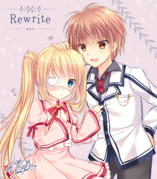 Anime couple pink background snowflakes - pink free wallpaper