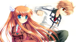 Anime couple long hair blue 3 - a ponytail free wallpaper