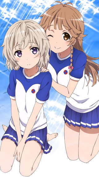 Anime girls standing water together - the water together free wallpaper