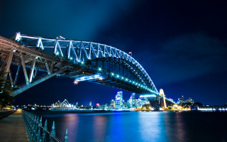 Bridge water city night lights 30 - free city wallpaper