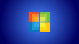 Blue background colorful window logo - minimalist free wallpaper