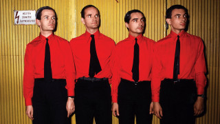 Men red shirts ties yellow - a yellow wall free wallpaper