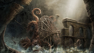 Octopus attack machine cave man - bastien lecouffedeharme free wallpaper