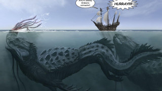 Cartoon ship dragon water comic - ed binkley free wallpaper